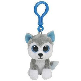 Осиплая игрушка Keychain плюша заполненного животного собаки, белизна серых/белизны/риса