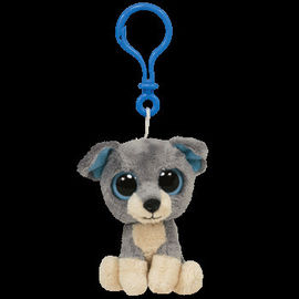 Осиплая игрушка Keychain плюша заполненного животного собаки, белизна серых/белизны/риса