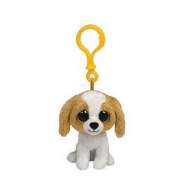 Осиплая игрушка Keychain плюша заполненного животного собаки, белизна серых/белизны/риса